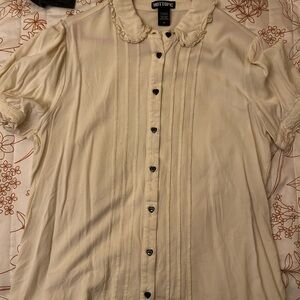 Hot Topic Button Down Cream Blouse